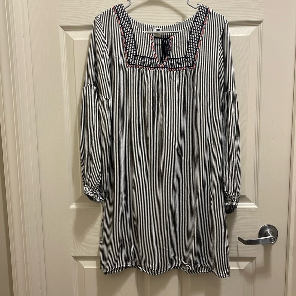 Old Navy Striped Dress with Embroidery Details